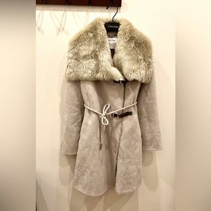 Faux Fur Shearling Beige Calvin Klein Winter Coat